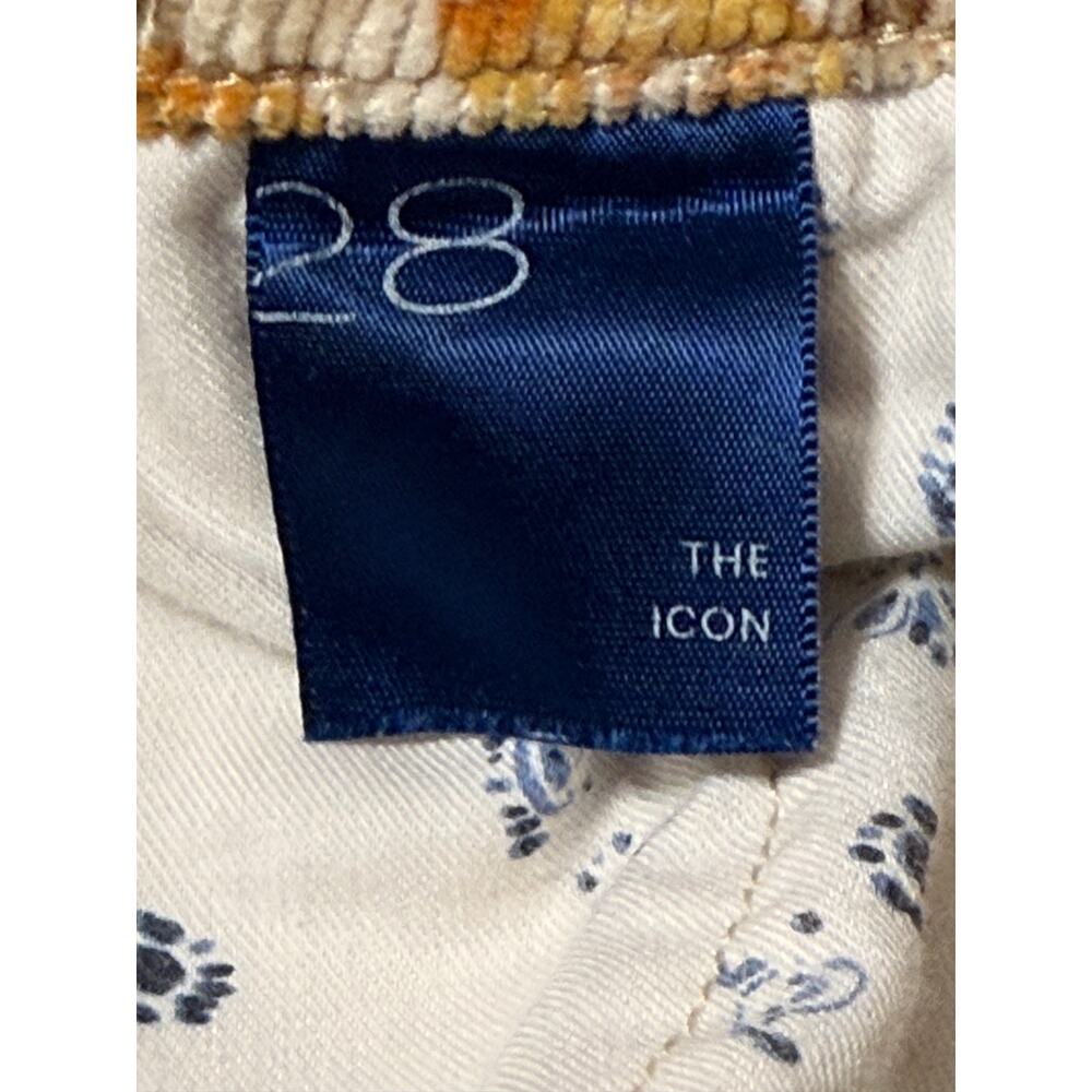 Pilcro The Icon Floral Print Corduroy Flare Jeans, Beige & Gold, Size 28 - Picture 8 of 9